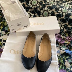 CHLOE ballerina flats. Navy buttery Italian leather.
